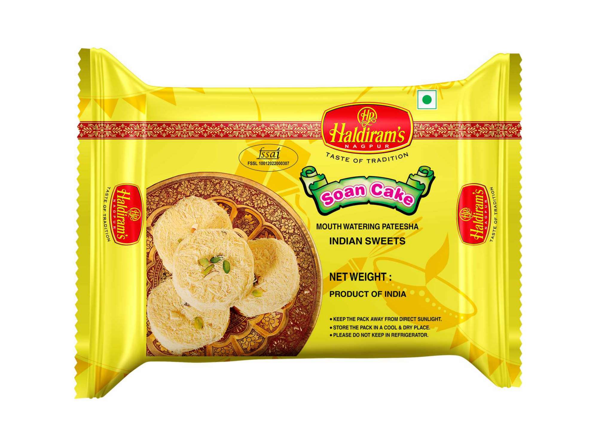 Haldiram's Soan Cake Packed Sweets - 400 Gm - Pack of 2