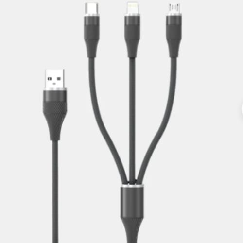 Walta Elite Wave 1 Pro Advance 3-in-1 Fast Charging Cable, Type-C, Lightning & Micro USB, Universal Compatibility