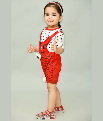 JCT DRESSES Girls Cotton Blend Dungarees ( Pack of 1 , Red )