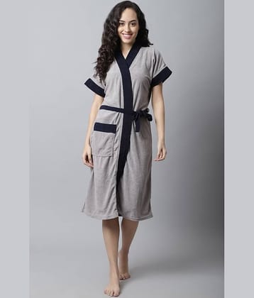 Poorak Grey Free Size Bathrobe ( Pack of 1 )