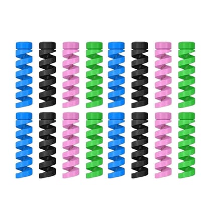 Multicolor Spiral Cable Protector for Charging Cables (anti-break, Flexible Silicone) Pack of 12 Pcs
