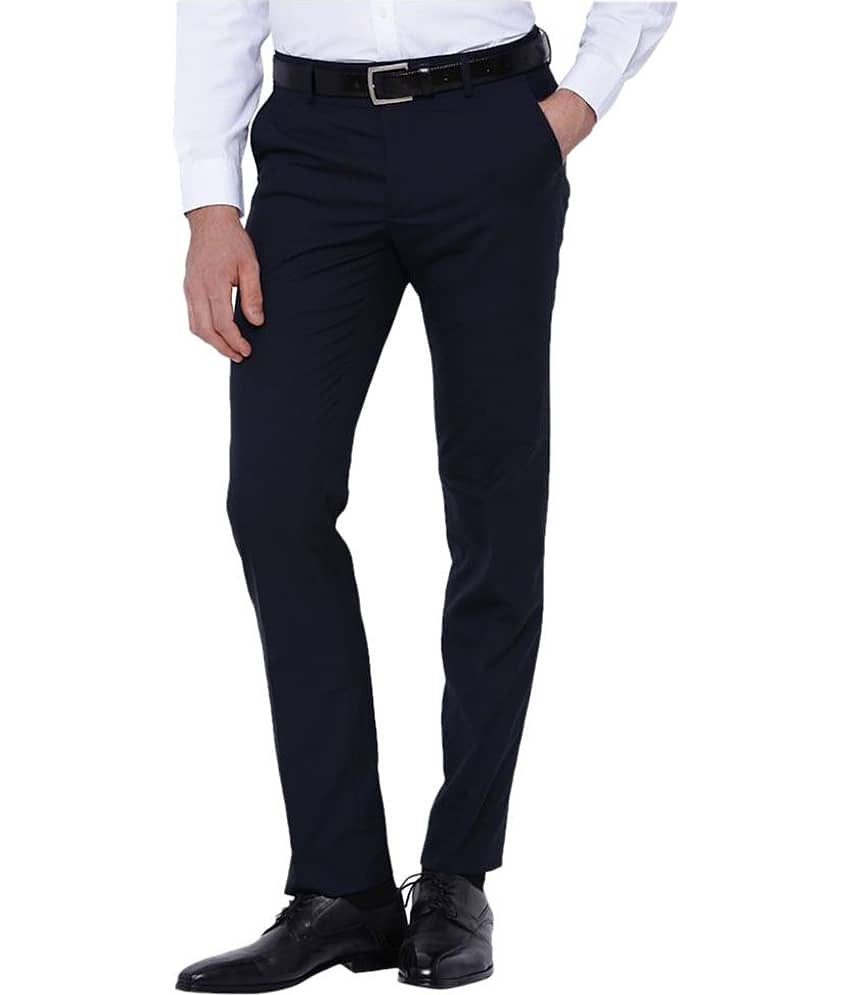 Black Coffee Regular Flat Men's Formal Trouser - Blue ( Pack of 1 )