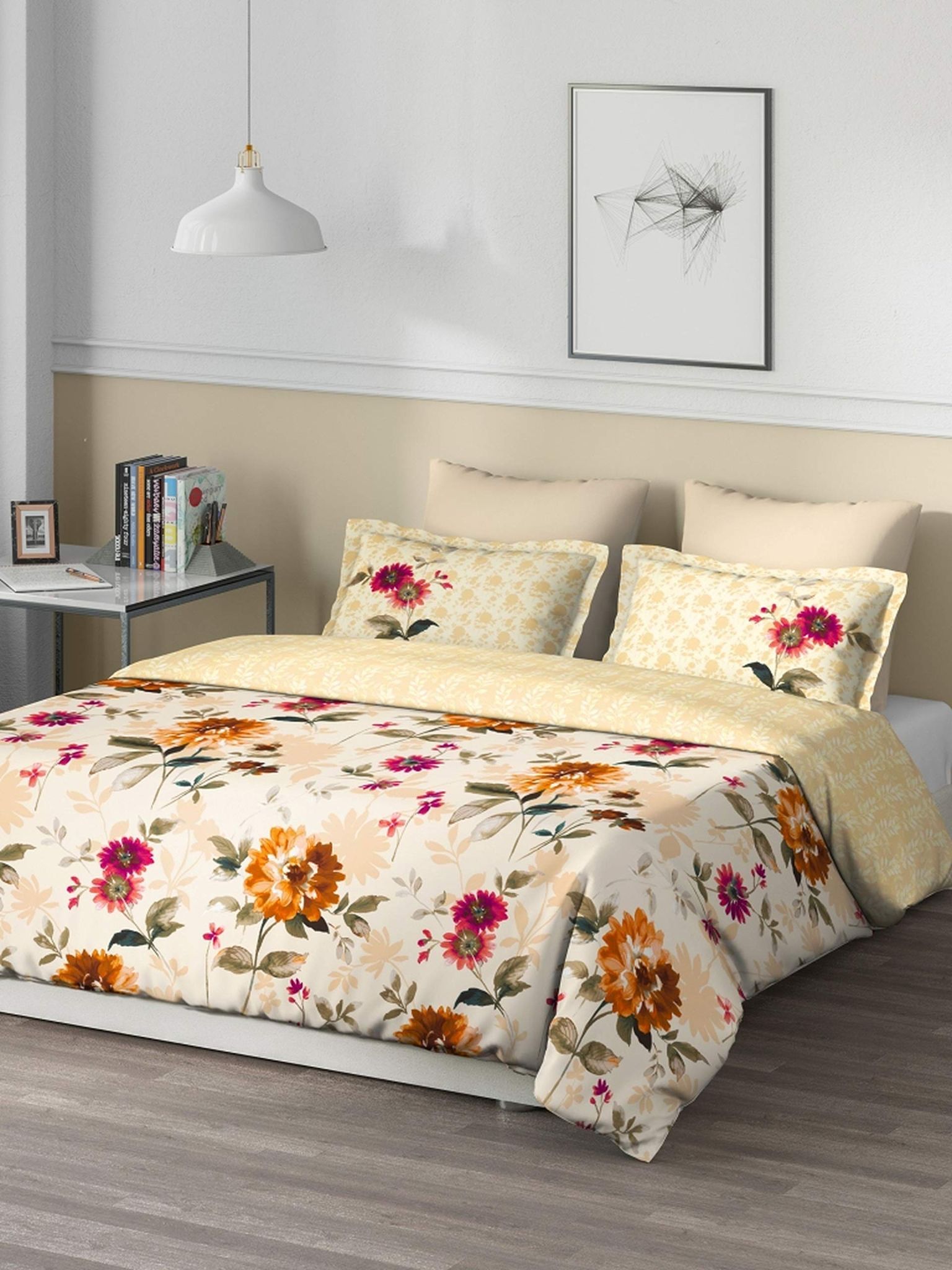 DDECOR - Cherish Collection 100% Cotton Floral Pattern 150TC Single Quilt|152 CM X 229 CM| - Orange