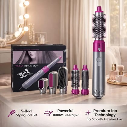 5-in-1 Hot Air Styler Hair Dryer Brush Set | Multifunction Hair Styling Tool for Drying, Curling, Straightening & Volumizing