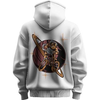 BULL CLOTHING Men's Galactic Rider White Hoodie Soft  Durable 280 GSM Fleece  Perfect for Comfort and Style (S)