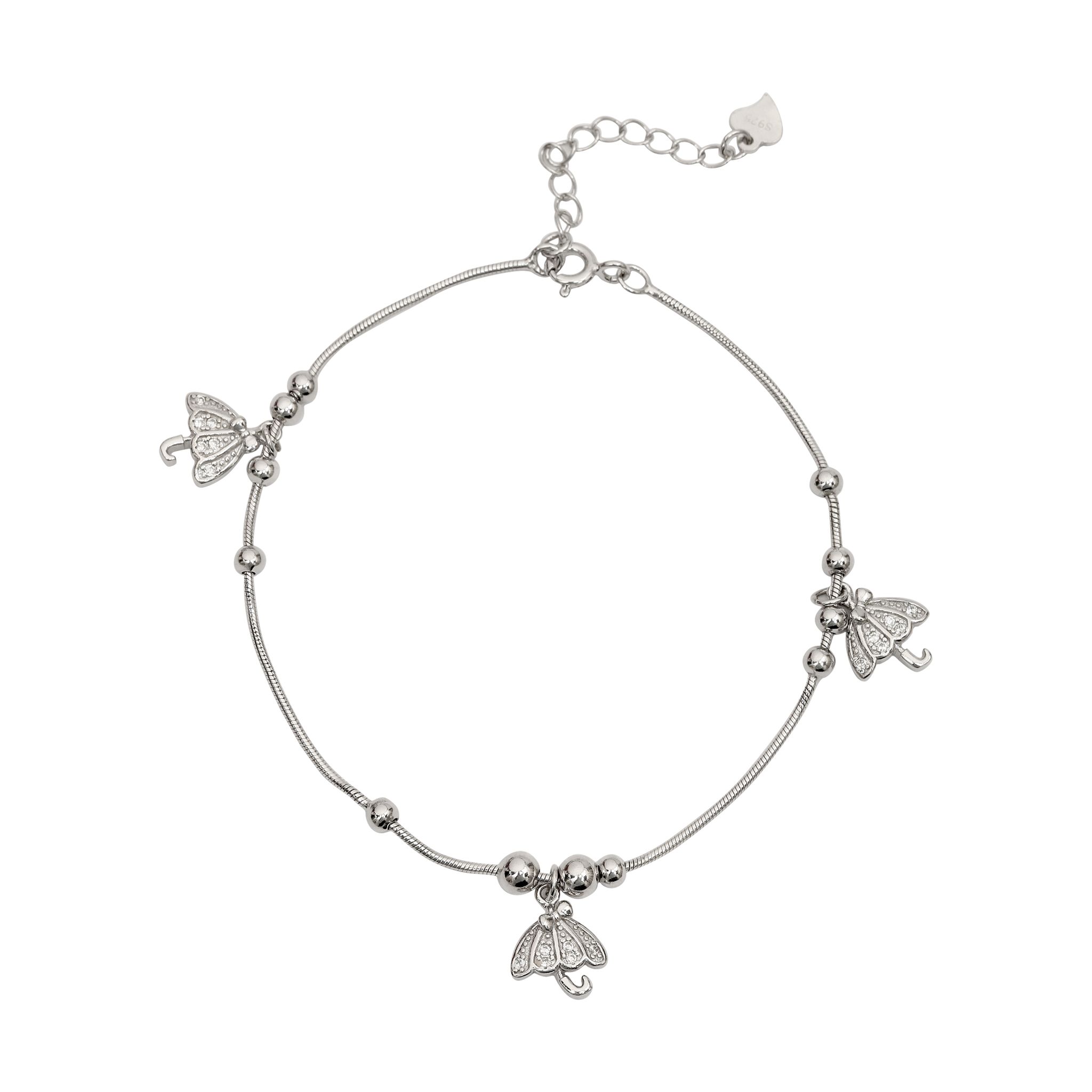 925 Sterling Silver Adjustable Bracelet with Umbrella Charms for Women & Girls I Weight - 4.78 g