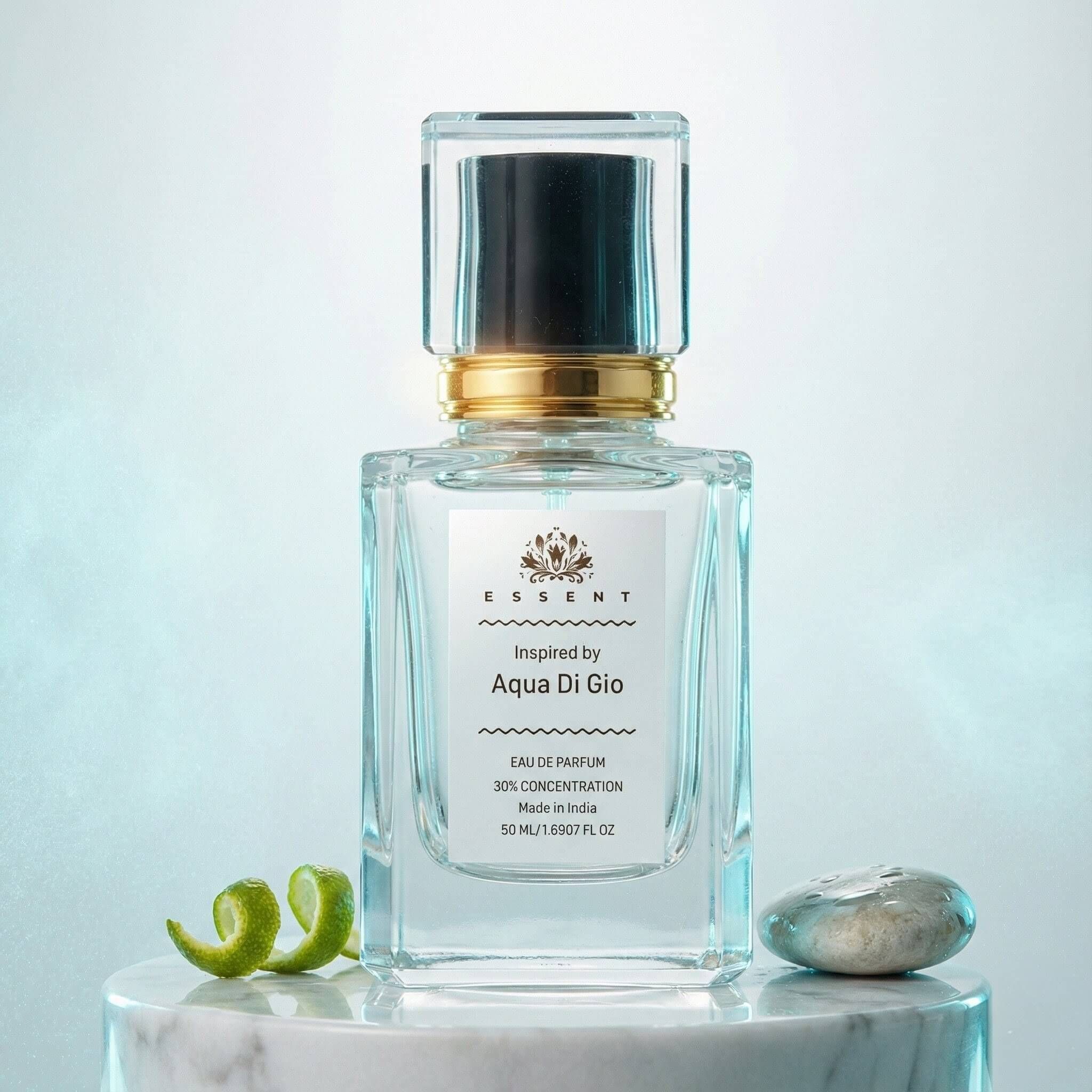 Essent Perfumes Aqua Di Gio Eau de Parfum (EDP) – Fresh Aquatic Citrus Aromatic Long Lasting Perfume – Men’s Fragrance