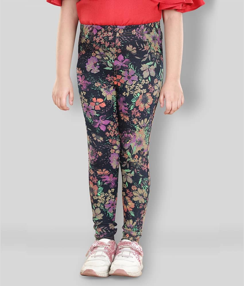 StyleStone Pack of 1 Girls Cotton Blend Leggings ( Black )