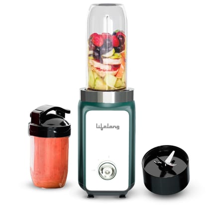 Lifelong Nutri Blender for Smoothies and Juices 500 Watts with 2 Jars - 100% Copper Motor Mixer Grinder, Blender & Smoothie Maker for Kitchen - Blender for Fruits & Vegetables - Stainless Steel Blades Lifelong Nutri Blender for Smoothies and Juices 500 W