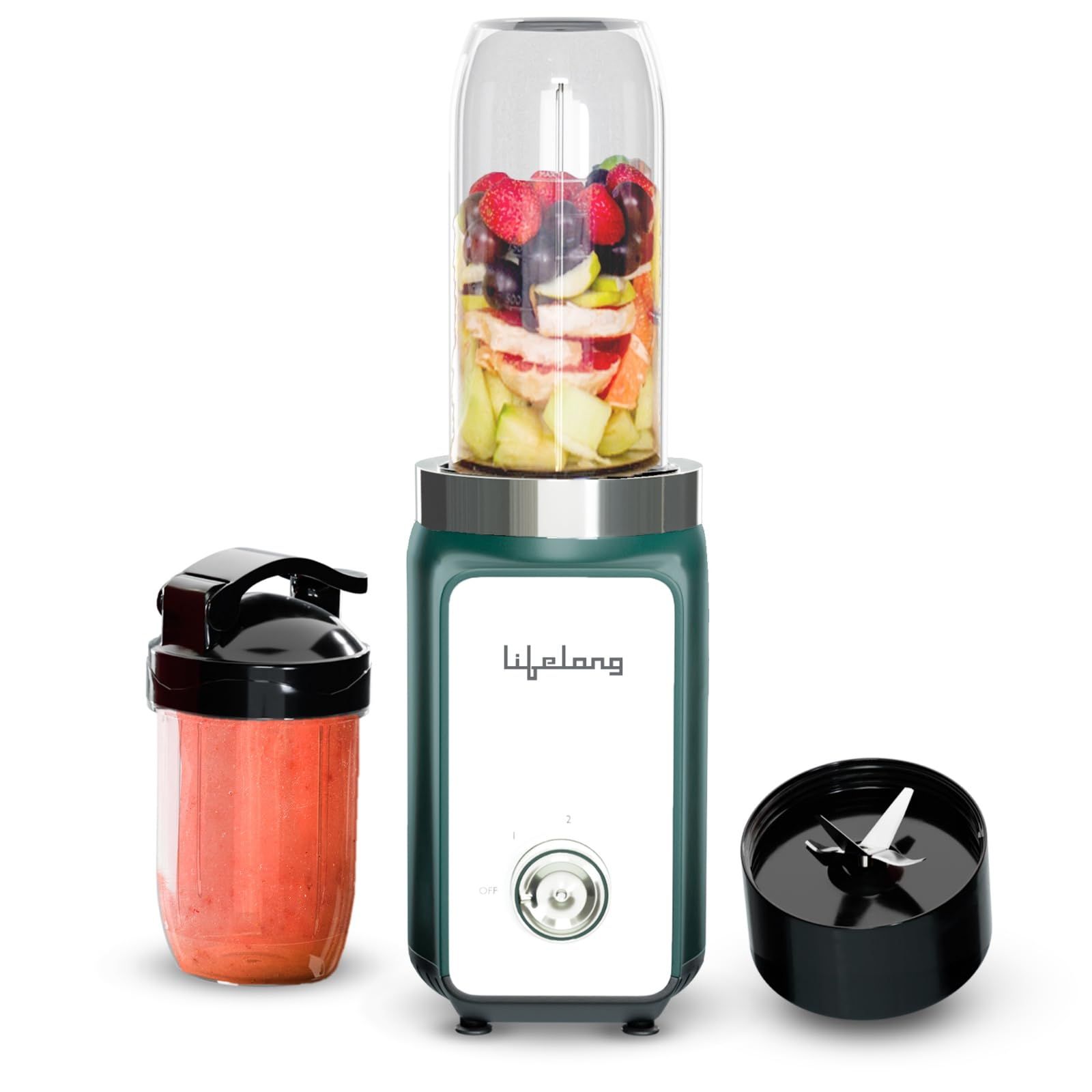 Lifelong Nutri Blender for Smoothies and Juices 500 Watts with 2 Jars - 100% Copper Motor Mixer Grinder, Blender & Smoothie Maker for Kitchen - Blender for Fruits & Vegetables - Stainless Steel Blades Lifelong Nutri Blender for Smoothies and Juices 500 W