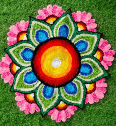 2x2 Feet Floor Rangoli Design Backdrop.