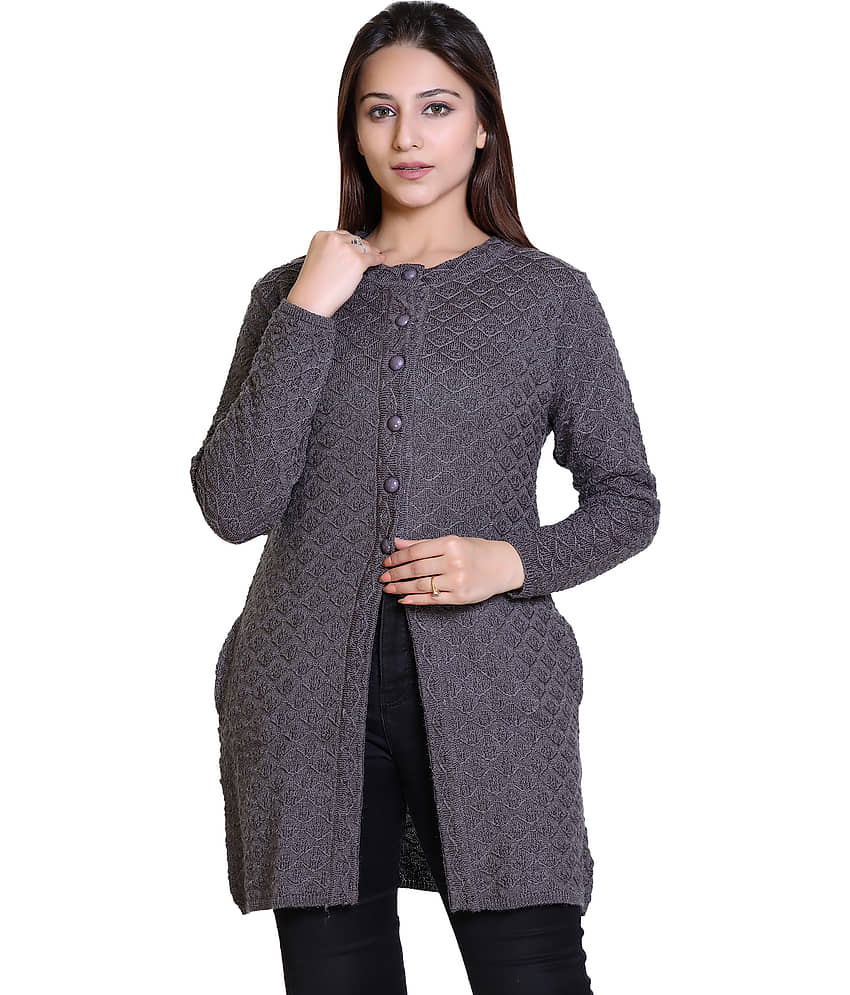 Varenyam Acrylic Beige Buttoned Cardigans -