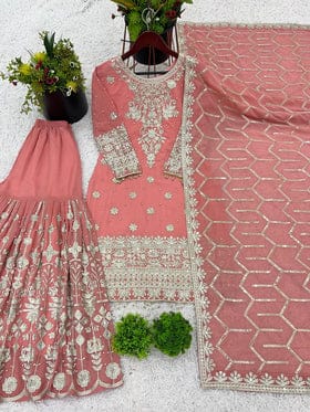 Beautiful Party Wear Top-Plazzo And Dupatta