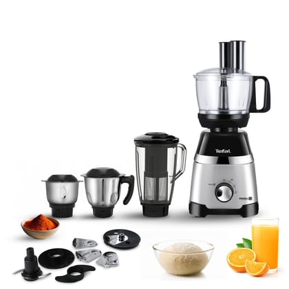 Tefal Chef Assist 800 Watts Mixer Grinder with Juicer and Food Processor | 15-in-1 Versatile Appliance| Powerful 800W Motor | 4 Jars and 7 blades| Europe’s No.1 Blending Brand | 3-Year Warranty Tefal Chef Assist 800 Watts Mixer Grinder with Juicer and Fo