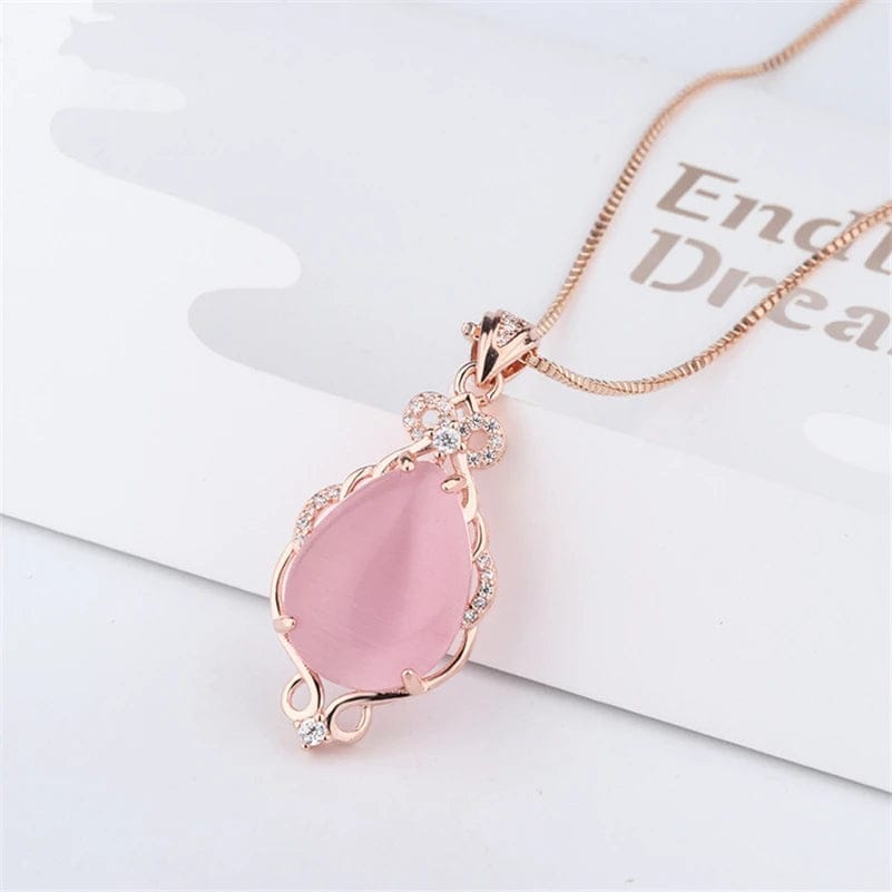 14K Gold Filled Jade Necklaces Pink Ross Quartz Pendant Jewelry Women Bizuteria Bijoux Chalcedony Naszyjnik Chain Pendant