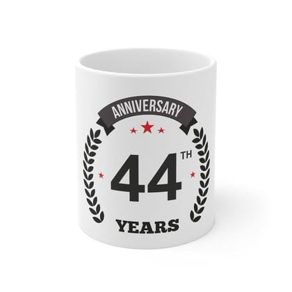 DARSHANS Ceramic 44th Anniversary Printed Coffee Mug (Color: White, Capacity:330ml)