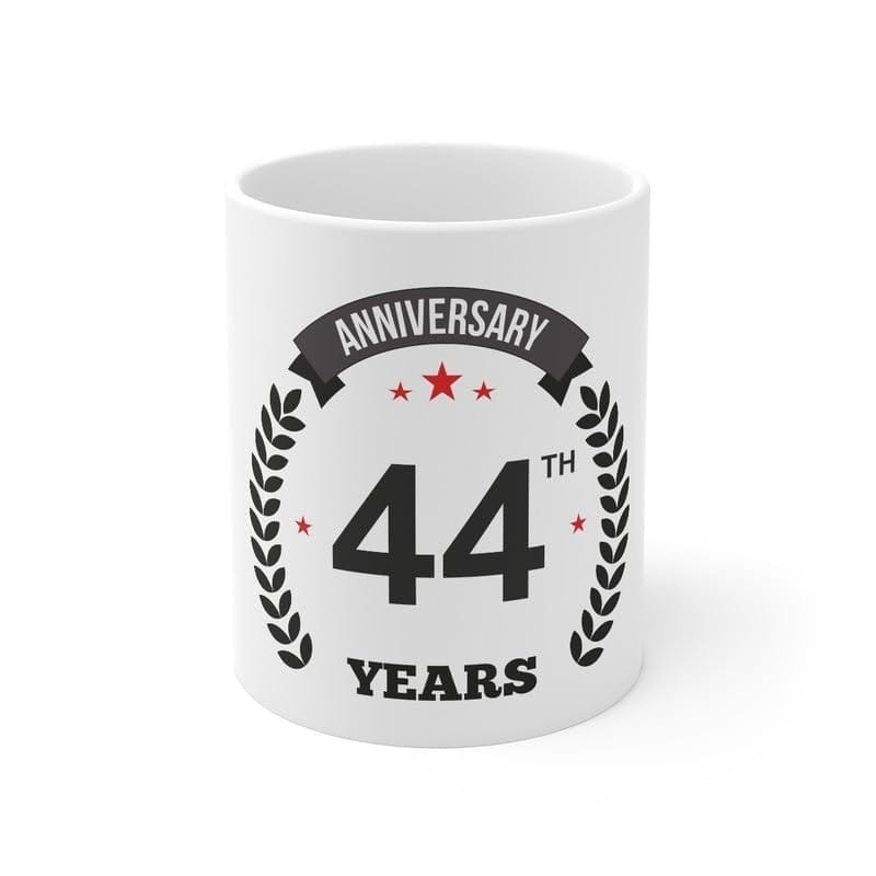 DARSHANS Ceramic 44th Anniversary Printed Coffee Mug (Color: White, Capacity:330ml)