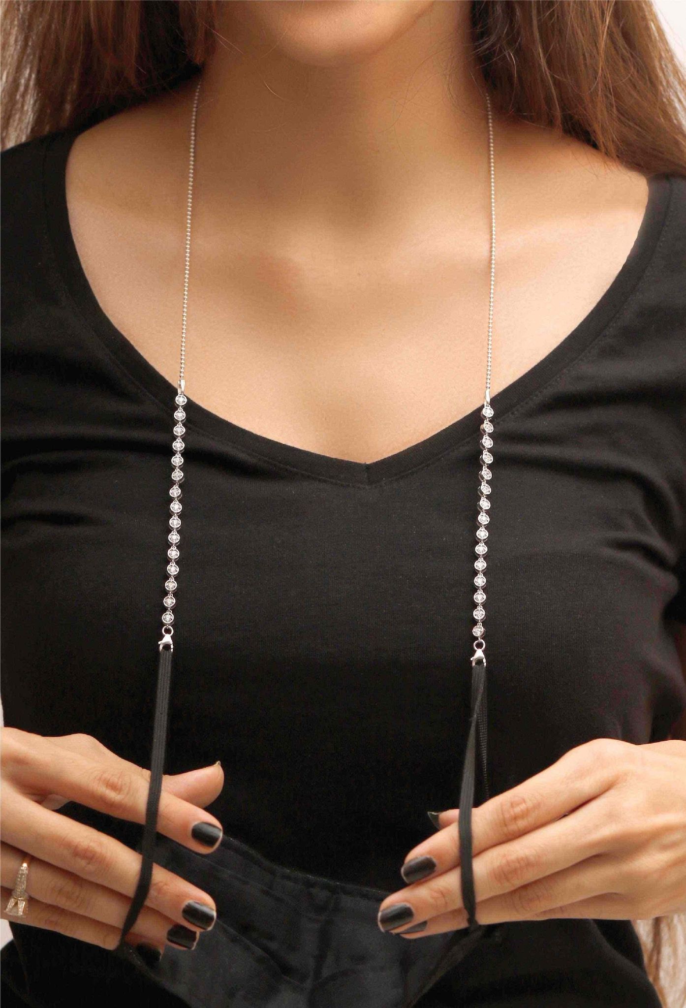 Crystal Beads Mask Chain