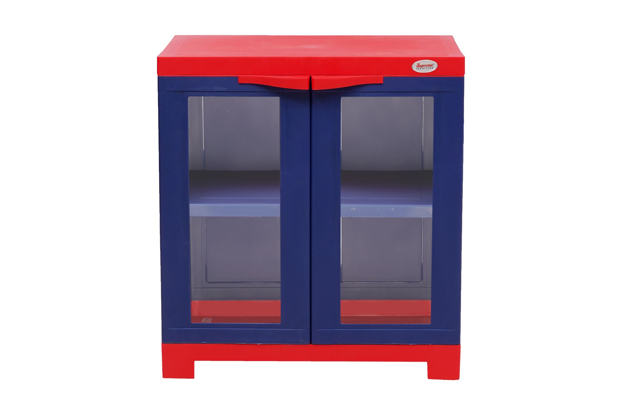 Supreme Furniture Fusion 01 FG Cabinet with Multipurpose with See-Thru Glass Panels Cupboard, Living Room and Kids(Small Size, (DIY)