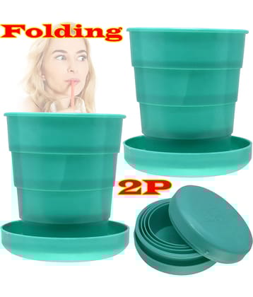 JMALL 2 Pieces Folding Plastic Glasses 100 ml ( Pack of 2 ) Multicolor