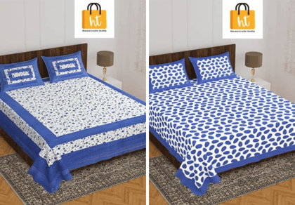 2201-Hometrade India- Standard Double Size (90*100 in )-Combo Double Bedsheet