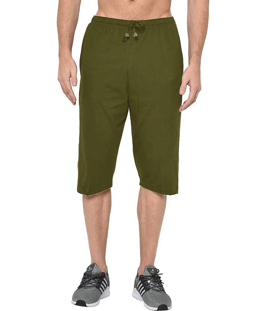 Stylcozy Olive Cotton Blend Men's Three-Fourths ( Pack of 1 )