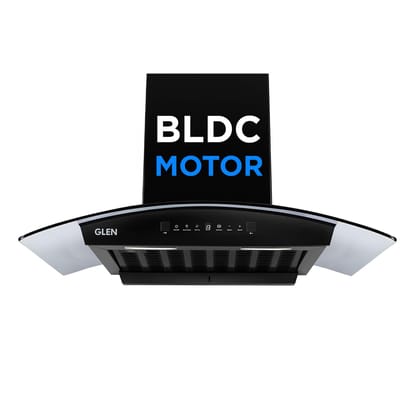 Glen Hood RICA 90 Curved Glass Kitchen Chimney | 1500 m/hr Suction | BLDC Motor | Filterless Thermal Auto Clean | Touch & Gesture Control |1 Year Comprehensive Warranty & 7 Year on Motor| Black Glen Hood RICA 90 Curved Glass Kitchen Chimney | 1500 m/hr S