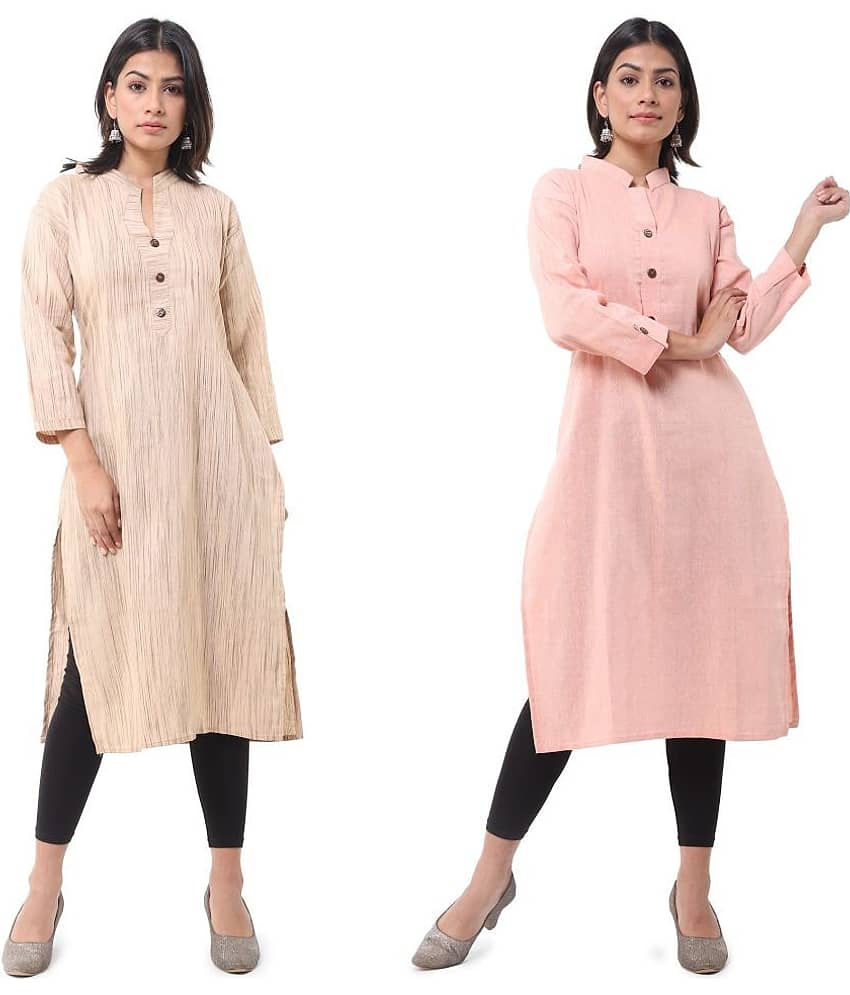 DESHBANDHU DBK - Multicolor Cotton Women's Straight Kurti ( Pack of 2 )