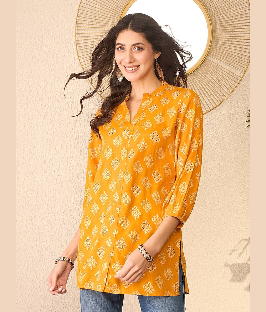 Vaamsi Women's Cotton Blend Regular Top ( Yellow )