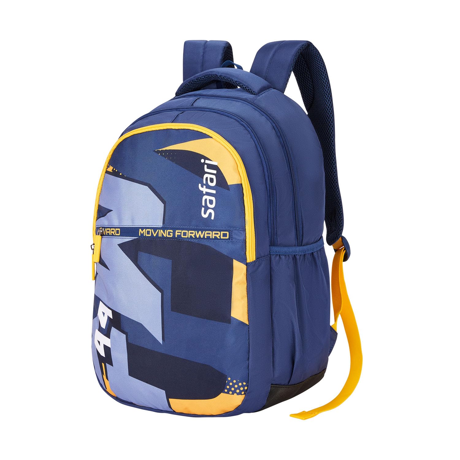 Rove 37L School Bag for Boys and Girls, Casual 3 Compartment School Backpack, Printed Backpack Bag with Armor Base & Bottle Holder, Travel Bag for Men and Women, Color- Graphite Blue