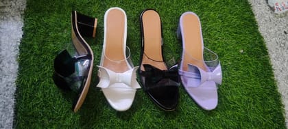 Ankita Footwear Lavender Bow Block Heels (IND-6) | Bow Detail | Party & Festive