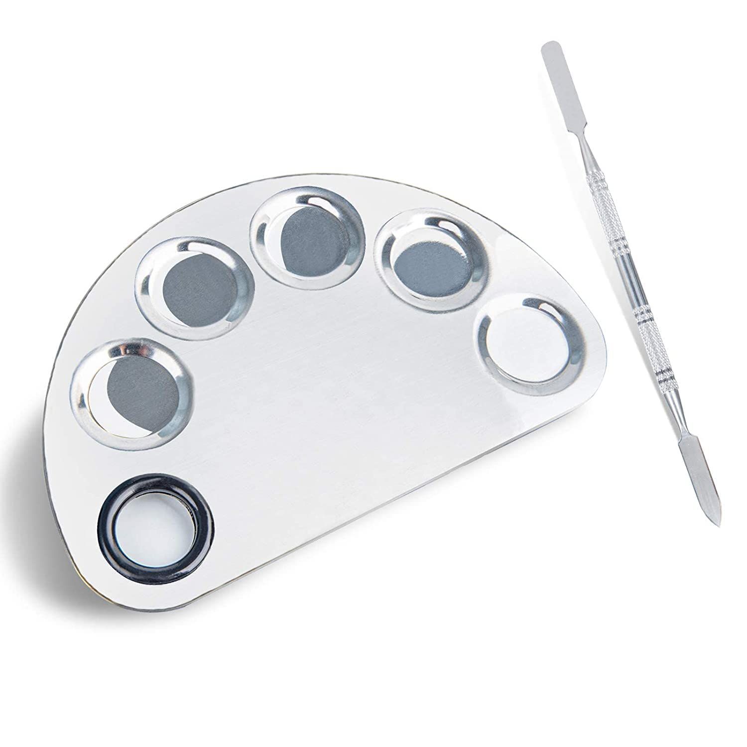 Elecsera Stainless Steel 5 Paint Wells Palettes (Set of 1, Silver)