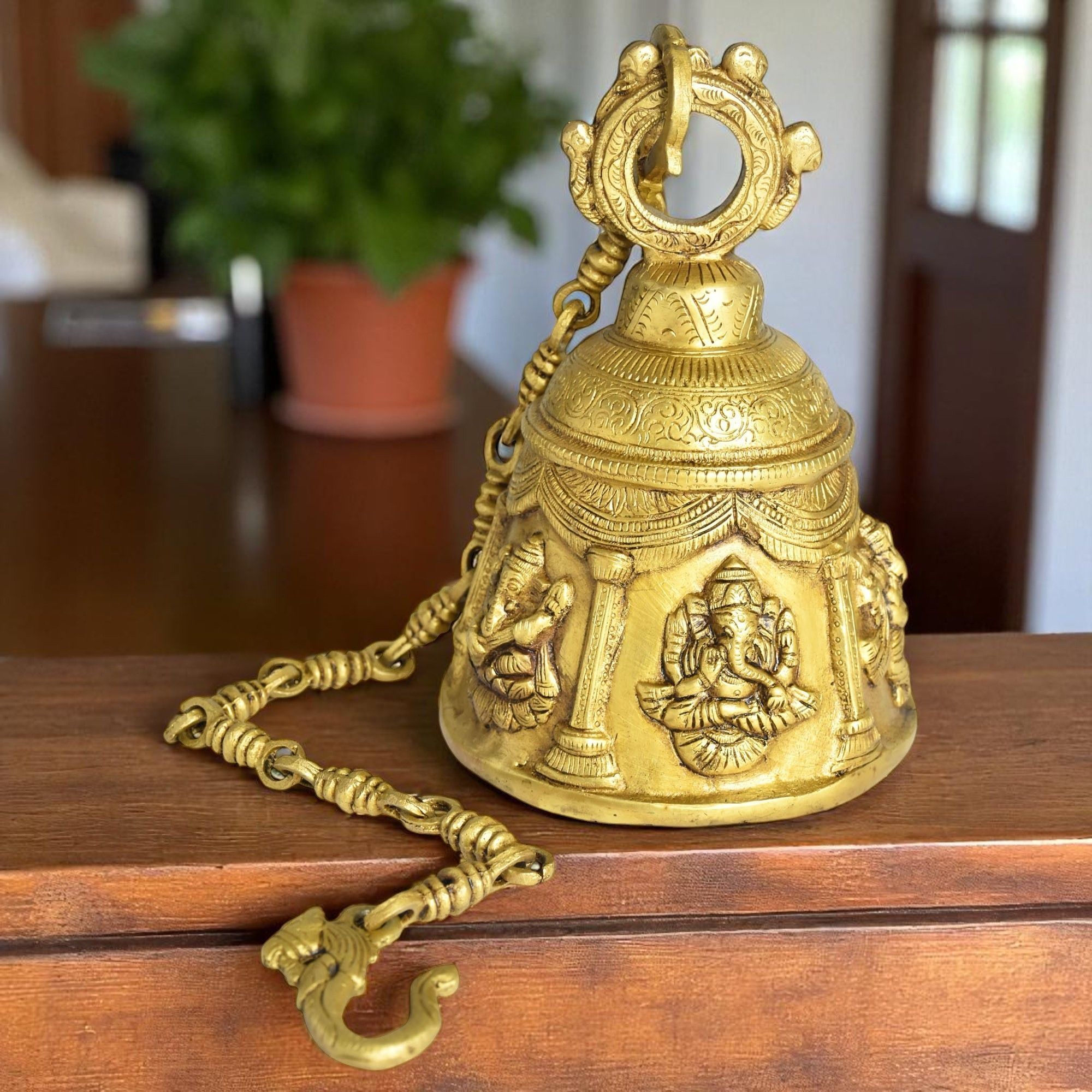 Brass Wall Hanging Temple Bell, Height : 31 Inch (BSMAS1512 B)