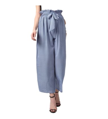 Womens Polyester Striped Elasticated Trousers Size S (Blue)