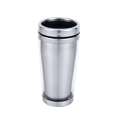 The Bean Co Roasters Coffee Travel Mug | 470 ML | Insulated Coffee Tumbler | Anti-Slip Grip, Double Wall Vacuum Insulated Stainless Steel Travel Mug (Silver)