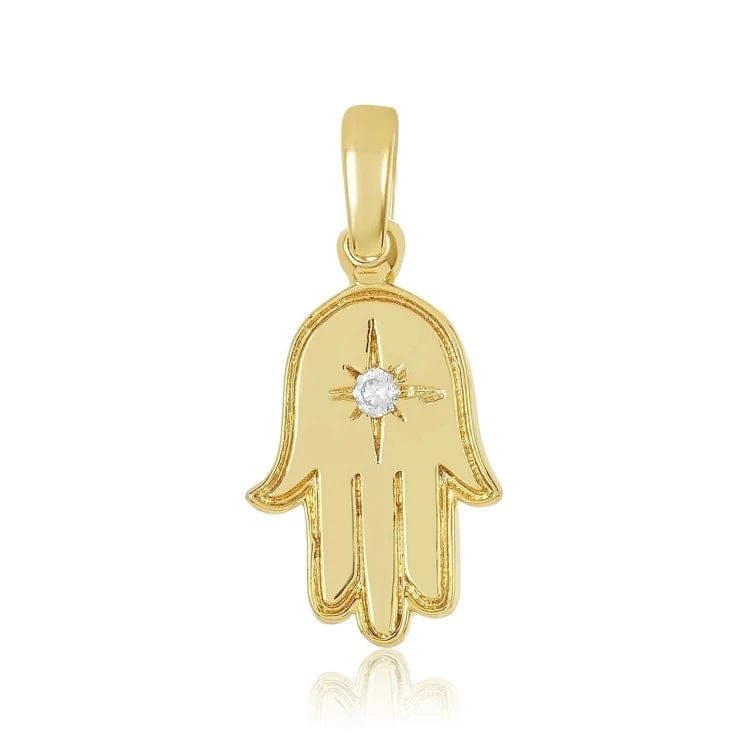 Gemnel 925 silver plated gold jewelry evil eye long chain fatima hand eye necklace real gold