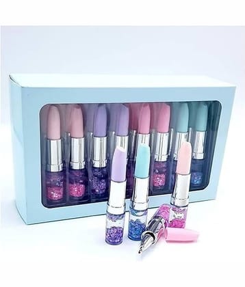 Eclet Toy Glitter Lipstick Pen Gel Pen Makeup Artist Pen for Kids Beauty Plastic Cute Gel Pen Best Birthday Gift Return Gift for Kids (12 Pcs) Gel Pen  (Pack of 12, Ink Color - Blue)