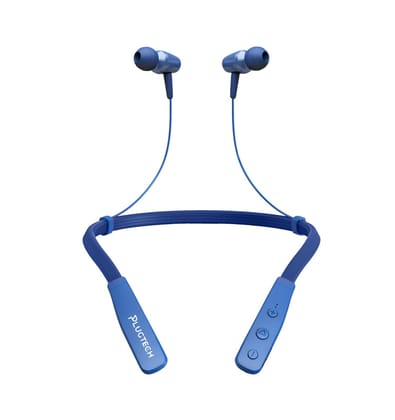 PLUGTECH Wireless Bluetooth Neckband Earphones with Mic - Blue
