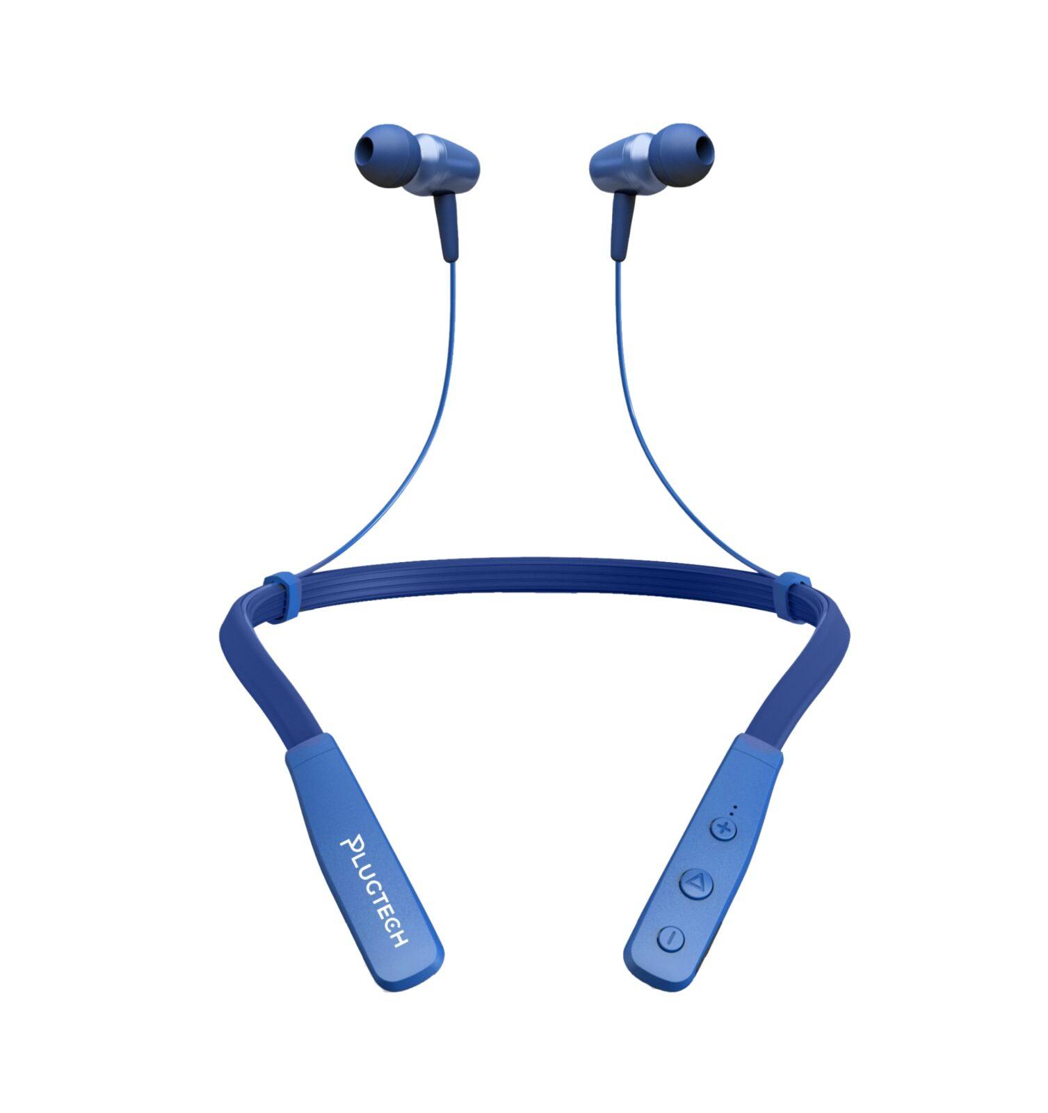 PLUGTECH Wireless Bluetooth Neckband Earphones with Mic - Blue