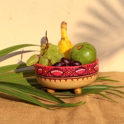 Handpainted Pattachitra Wooden Multi Utility Bowl