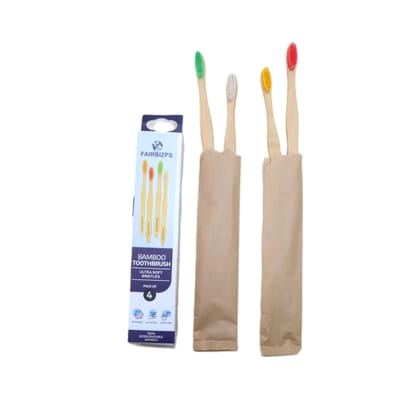 FAIRBIZPS Bamboo Toothbrush Set - Pack of 4, Soft Bristles, BPA-Free, Antibacterial, Biodegradable Handle - Eco-Friendly Oral Care Kit for Kids and Adult FAIRBIZPS Bamboo Toothbrush Set - Pack of 4, Soft Bristles, BPA-Free, Antibacterial, Biodegradable Handle - Eco-Friendly Oral Care Kit for Kids and Adult