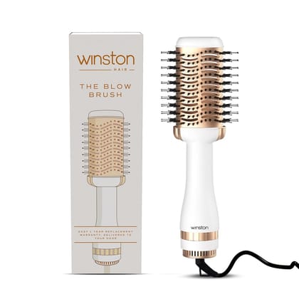 Winston 2-in-1 Hair Styling Blow Brush for Women - 1200 Watts | Hot Air Brush, Hair Volumizer Brush, Hair Blow Dryer Brush with Charcoal Bristles for Salon-Quality Volume and Shine (White) - 1-Year Warranty Winston 2-in-1 Hair Styling Blow Brush for Wome