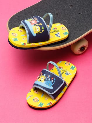 Monster Yellow Sliders - With Adjustable Strap & Back Support (Unisex)