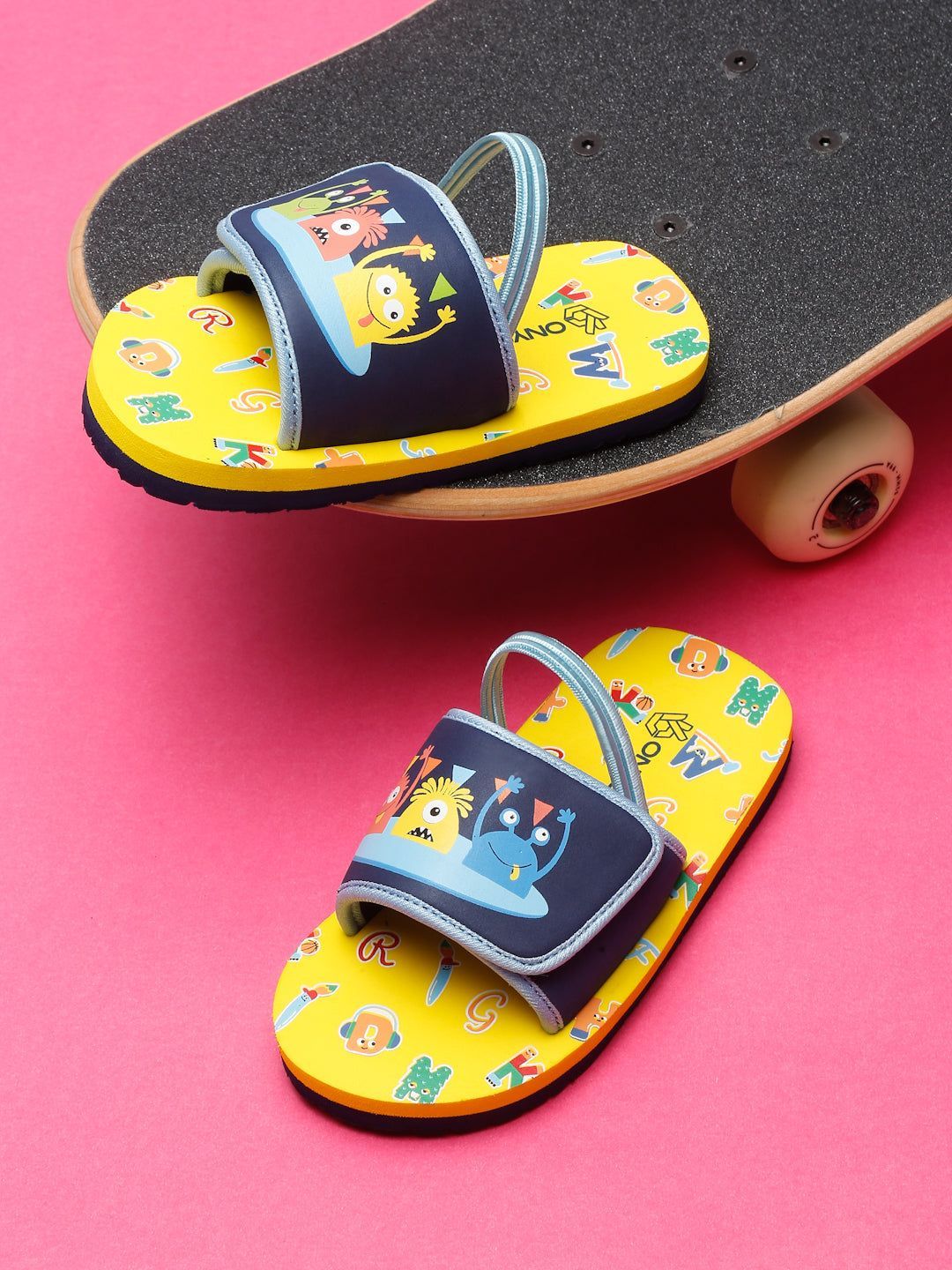 Monster Yellow Sliders - With Adjustable Strap & Back Support (Unisex)