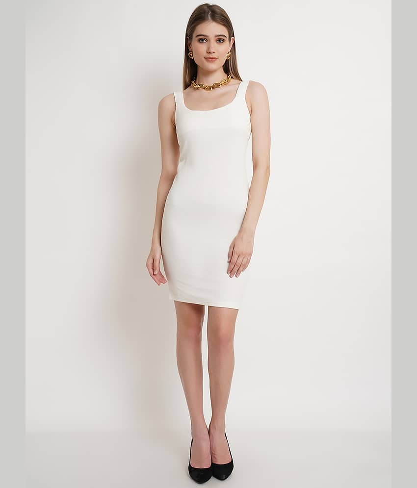POPWINGS Women Polyester Solid Bodycon Dress ( Black )