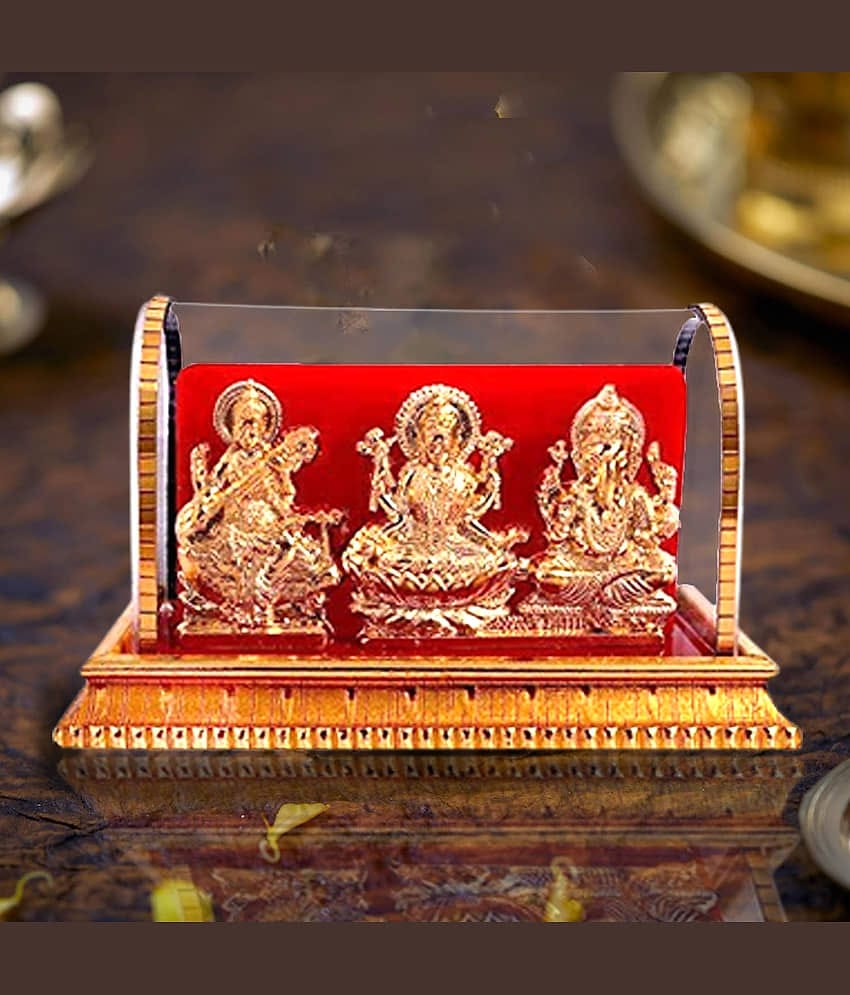 Awesome Craft Glass Lakshmi Ganesha Saraswati Idol ( 10 cm )