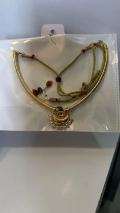 Micro gold polish sari necklace