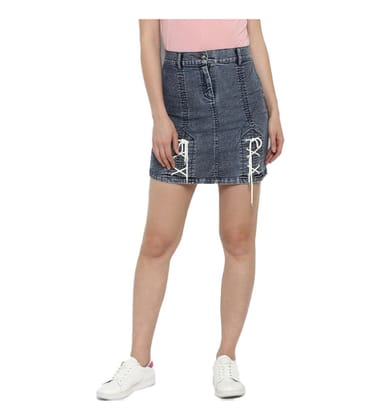 Womens Denim Tie Up Buttoned Skirt Size XL (Blue)