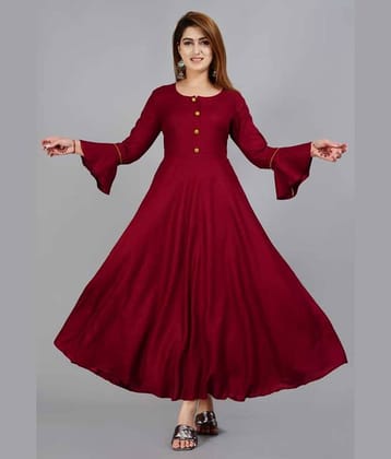 Smien - Navy Rayon Women's Anarkali Kurti ( Pack of 1 )