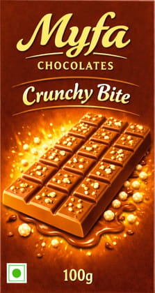 Myfa Chocolates Crunchy Bite Milk Chocolate Bar with Crunchy Pearls, 100g